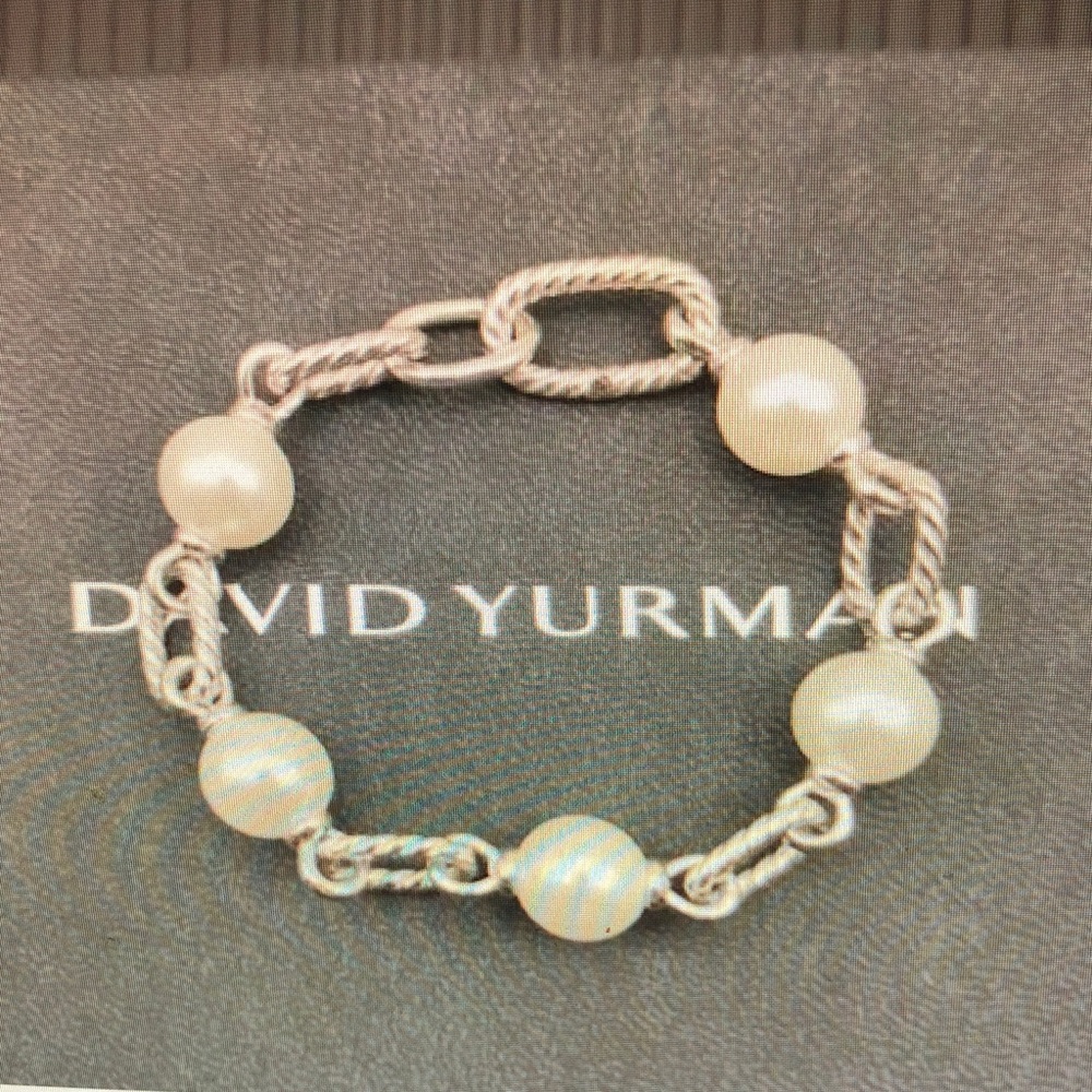 David Yurman Silver Madison Pearl Bracelet 21cm